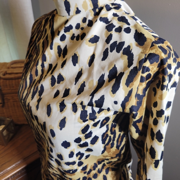 VINTAGE 60'S "AVANT GARDE" MOD NYLON ANIMAL PRINT TURTLENECK - Picture 9 of 9
